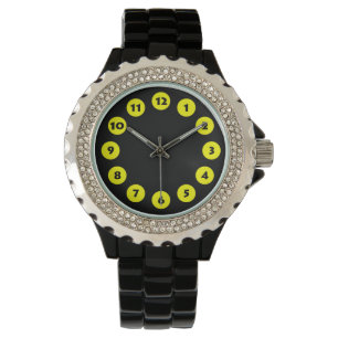 Montre 12 Spots - Jaune sur Noir