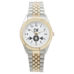 Montre 18e anniversaire initiales âge noir