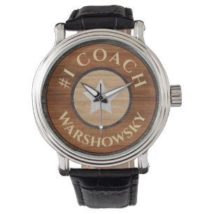 Montre #1 Entraîneur Rustique Brown Wood Star