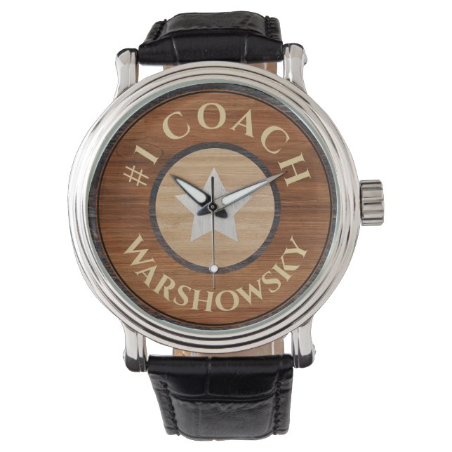 Montre #1 Entraîneur Rustique Brown Wood Star (devant)