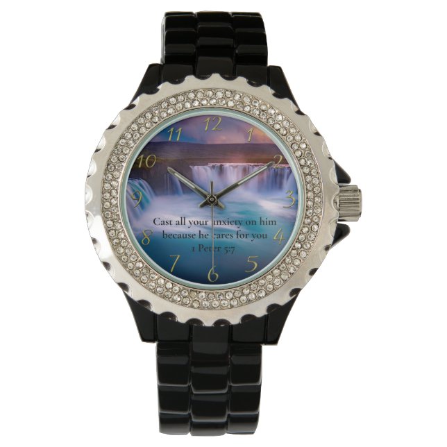 Montre 1 Pierre 5:7 Prière pour la foi chrétienne d'or (devant)