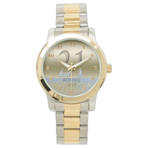 Montre 21ème Argent numéro 21 d'or de l'anniversaire