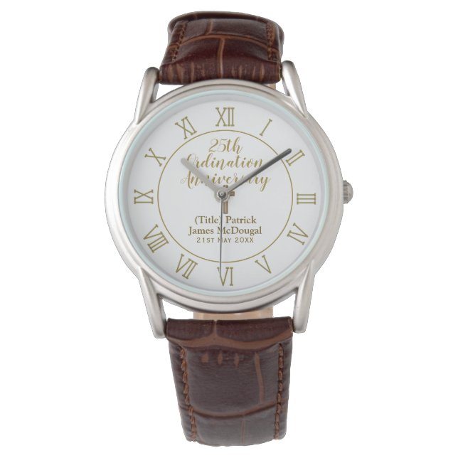 Montre 25e Ordination Anniversaire Prêtre Cadeau Customis (devant)