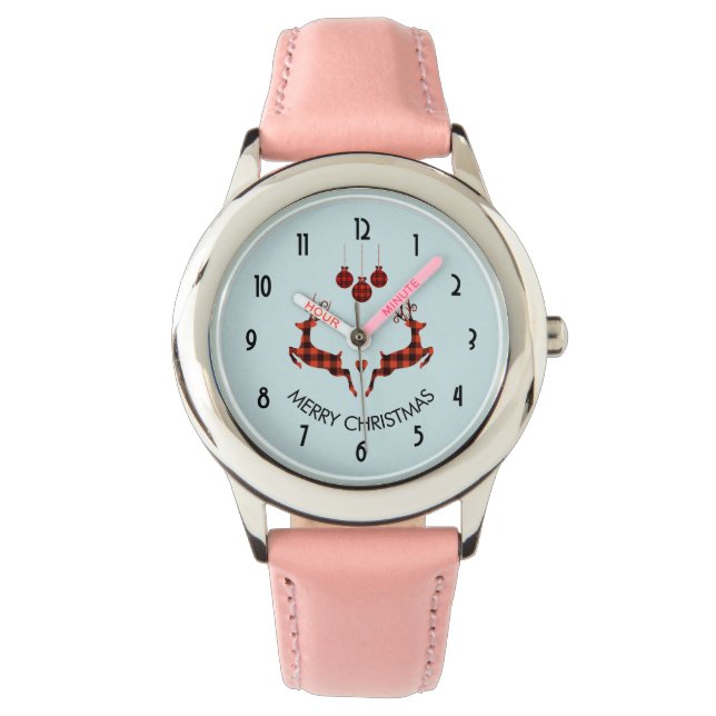 Montre 2 cerfs de Noël saut de style rustique (devant)