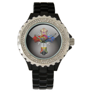 Montre [400] Croix attrayante (Croix rose)