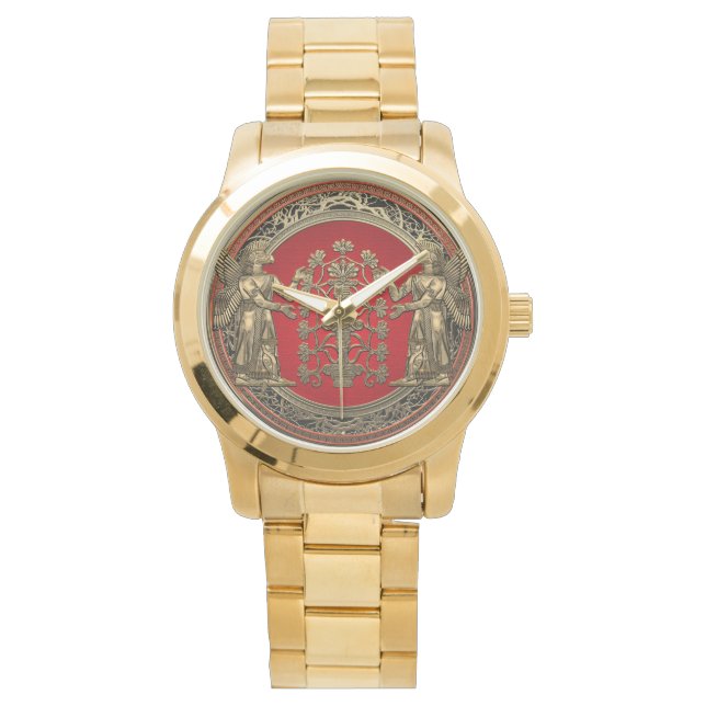 Montre [400] Deux Ninurtas d'or avec arbre de vie (devant)