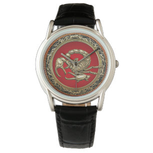 Montre [400] Scorpion d'or sacré sur rouge