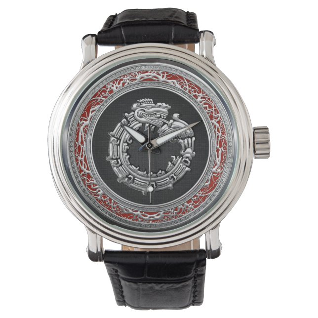 Montre [400] Serpent Dieu Quetzalcoatl [Argent] (devant)