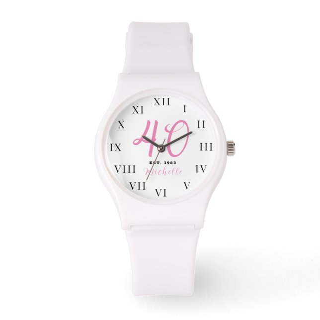 Montre 40e anniversaire pour sa quarante fille rose Éléga (Recto)