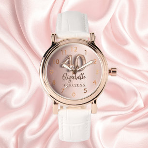 Montre 40e anniversaire rose nom or