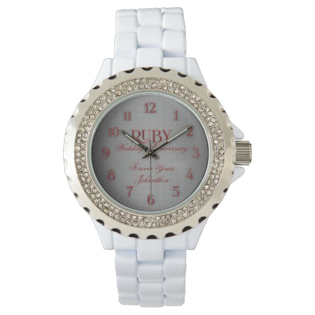Montre 40e Ruby Mariage Annivsersary Rouge (devant)