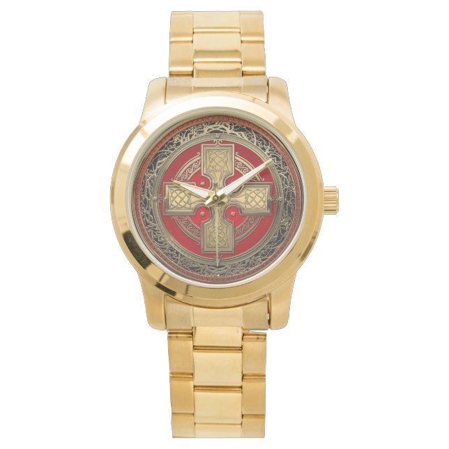 Montre [500] Ancienne Croix de noeud d'or sacré celtique (devant)