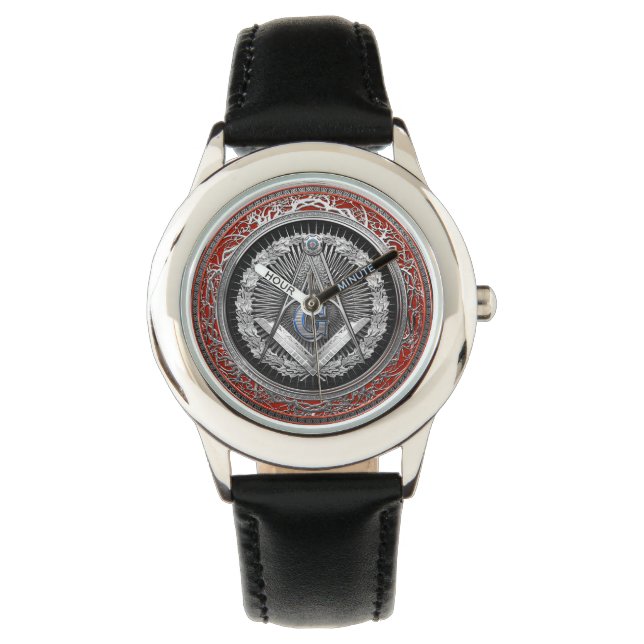 Montre [500] Master Mason - Carré et Compas Argent (devant)