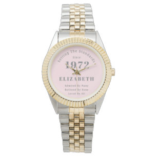 Montre 50e anniversaire 1972 Elégante fille rose gris fem