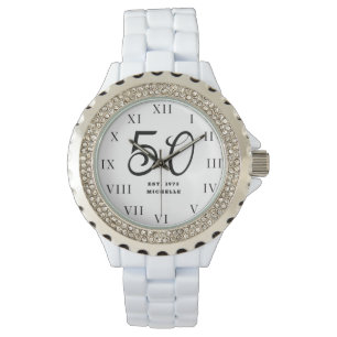 Montre 50e anniversaire pour sa cinquante noir élégant mo