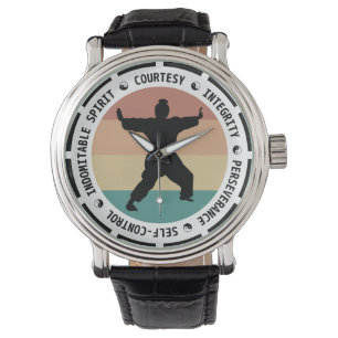 Montre 5 Tenets de Taekwondo Female Martial Art Fighter