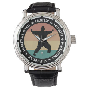 Montre 5 Tenets de Taekwondo Female Martial Art Fighter