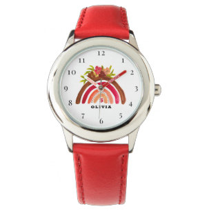 Montre 5e anniversaire 5 ans fille rouge arc-en-ciel Boho
