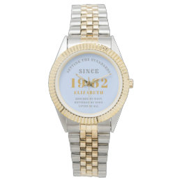 Montre 60e anniversaire 1962 Elégant bleu gris chic femme