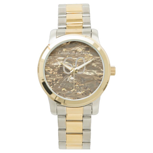 Montre 60e anniversaire Mariage Mariage diamant Gold Chic (devant)