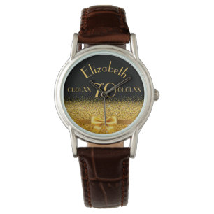 Montre 70e anniversaire noir or monogramme élégant