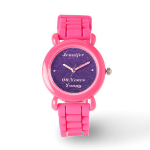 Montre 90 ans montre, poupées violettes, Parties scintil