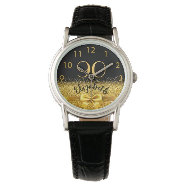 Montre 90e anniversaire arc en or noir (devant)