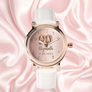 Montre 90e anniversaire rose nom or