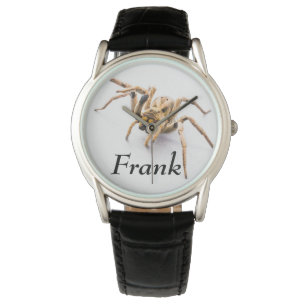 Montre à araignée en cuir noir pour hommes