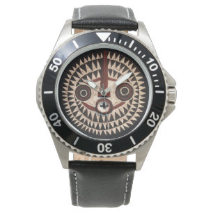 Montre à bracelet en cuir africain - Montre Masque