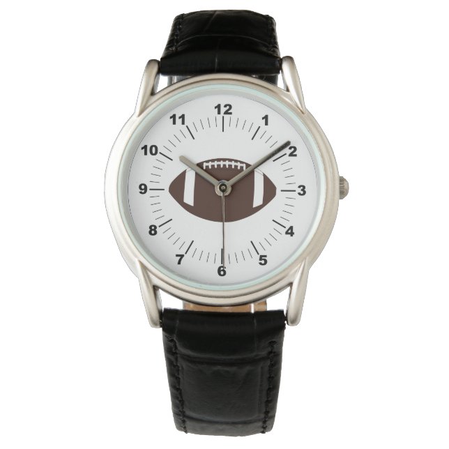 Montre à bracelet en cuir noir pour hommes (devant)