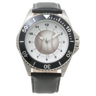 Montre à bracelet en cuir noir pour hommes