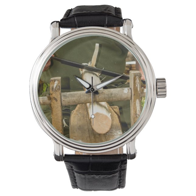 Montre à bracelet en cuir Vintage (devant)