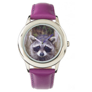 Montre à bracelet en cuir violet pour enfant avec 