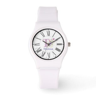 Montre à cadran romain avec initiale et nom