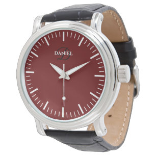 Montre à cadran rouge pour hommes avec bandeau en 