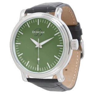 Montre à cadran vert pour hommes avec monogramme p