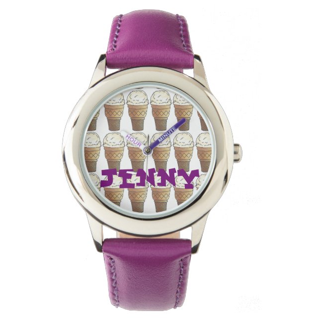 Montre à cônes de crème glacée vanille personnalis (devant)