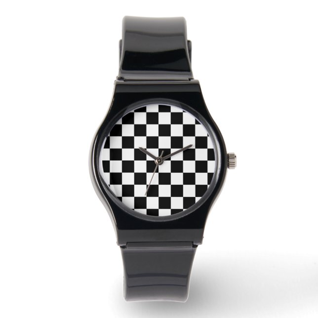 Montre à damiers carré noir et blanc (Recto)