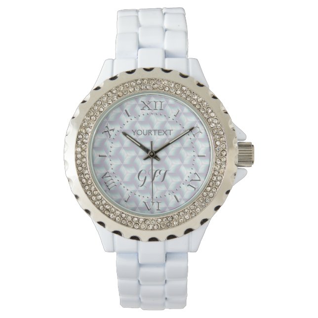 Montre À damiers personnalisées Mère de Pearl Style Dial (devant)