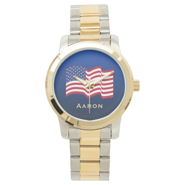 Montre à drapeau américain personnalisée pour homm (devant)