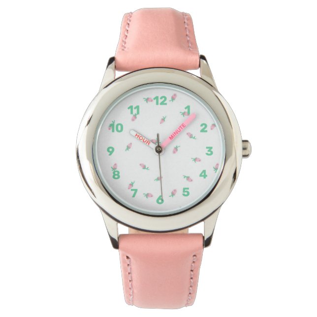 Montre à fleurs roses pour enfants - Pastel (devant)