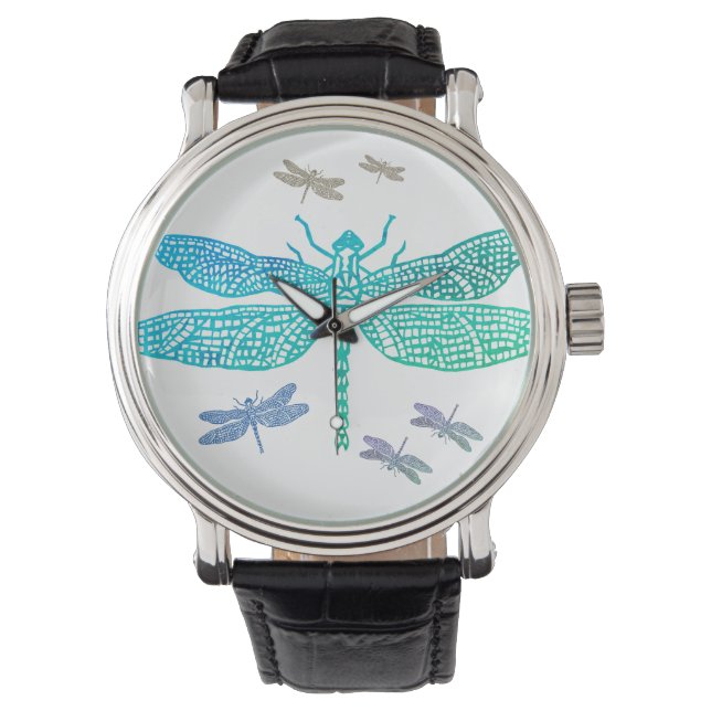 Montre à libellules turquoise (devant)
