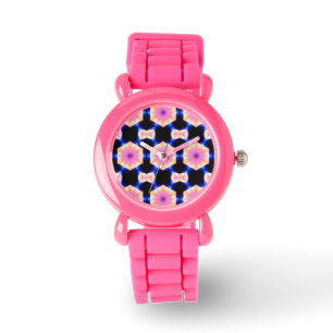montre à motif géométrique rose féminin