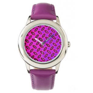 Montre à motif rose psychédélique