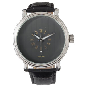 Montre à numéros romains en noir mat et or de luxe