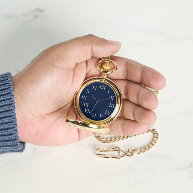 Montre à poche bleu classique (main)