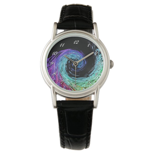 Montre à poignet arc-en-ciel liquide (devant)