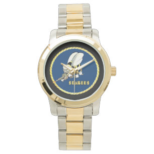 Montre à poignet d'abeilles marines à deux tons or