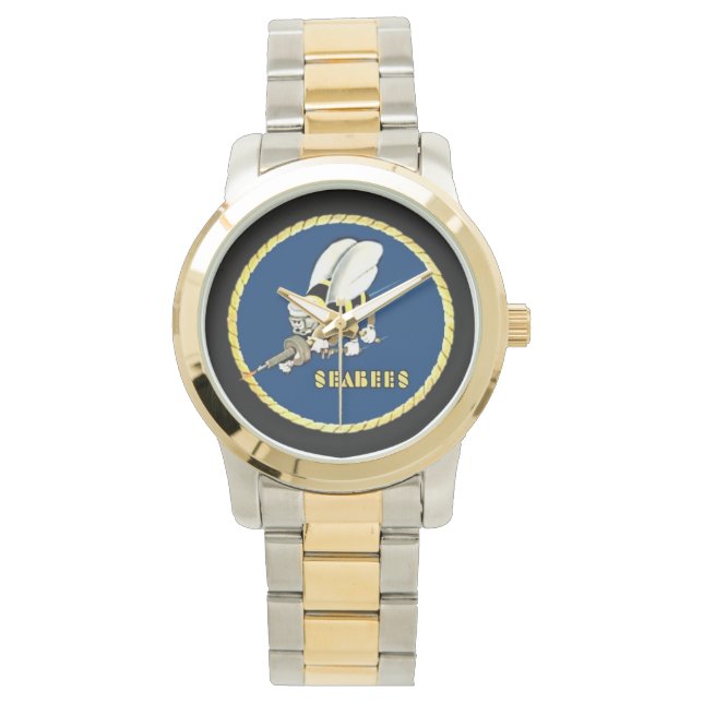 Montre à poignet d'abeilles marines à deux tons or (devant)